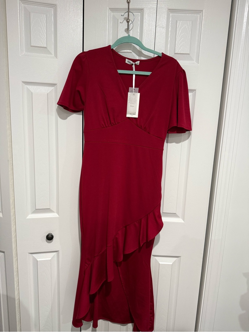 Women’s Red Ruffle Midi Dress - Grace Karin